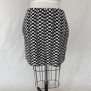 Anna Sui Black and White Geometric Plush Mini Skirt
